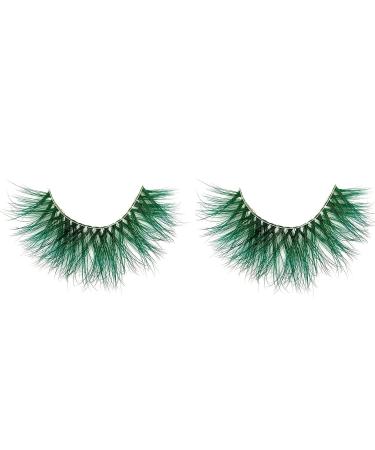 VNIHTT 20mm 3D Mink Colored Eyelashes - Green Dramatic Look for Cosplay, Stage, Halloween - Soft & Fluffy Fake Lashes - 1 Pair - Buy Online on GoSupps.com