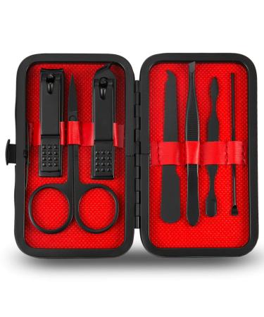Jwxstore Manicure Set Nail Clippers Kit Mens Grooming Kit 7 In 1 Professional Personal Nail Care Set with Luxurious Travel Case Gifts for Men Husband Boyfriend Parents Women Elder Patient Black-7