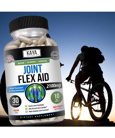 Kaya Naturals Mobility Flex Aid - Mobility Support Supplement for Men and Women - Turmeric Capsules with Glucosamine Sulfate - for Knee Support and Mobility Health - 30 Count 30 Count (Pack of 1) - Buy Online on GoSupps.com
