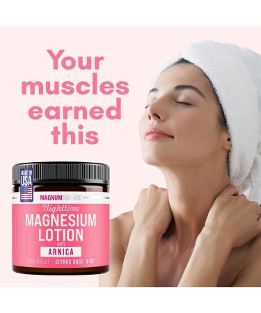 Magnum Solace Nighttime Magnesium Lotion with Arnica Soothing Relief & Relaxation Highly Concentrated Magnesium for Muscles & Joints Apply to Legs or Feet Before Bed Skin-Friendly - Buy Online on GoSupps.com