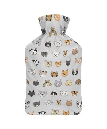 Hot Water Bottle With Lid Dog Pattern Rubber Hot Water Bag For Pain Relief Cramps Foot Warmer Hot And Cold Therapy