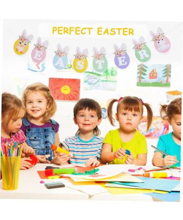Warmhm Paper Easter Banner 3 Pcs Easter Flag Spring Baby Paper The Sign Easter Paper Bunting 17.5X10CMx3pcs Colorfulx3pcs - Buy Online on GoSupps.com