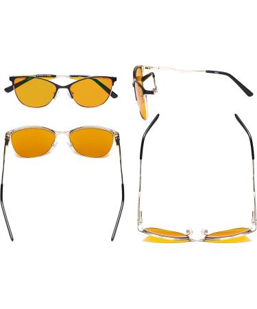 Eyekepper Ladies Blue Light Blocking Glasses - Orange Tinted Semi Rimless Cat Eye Eyewear for Sleep - UV420 Protection - Stylish and Comfortable Black Design - Buy Online on GoSupps.com
