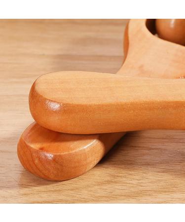 Wooden Massage Roller Set - T-Shape Device for Neck Abdominal & Leg Relief | 2-Piece Massage Scooter with Handle & Wheels - Buy Online on GoSupps.com