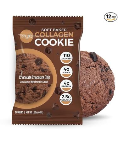 321glo Collagen Cookies | Soft Baked, High Protein Cookies | Low Carb, Low Sugar |12 Pack (Chocolate Chocolate Chip) - Buy Online on GoSupps.com