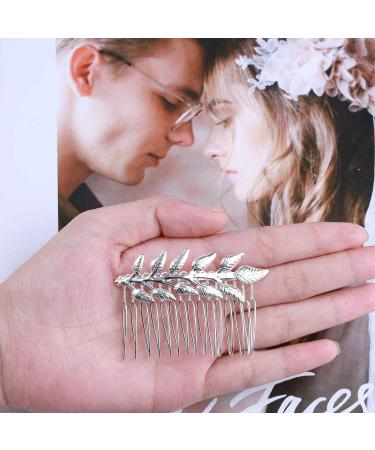 Allereya Vintage Leaf Hair Comb Barrette Metal Leaf Hair Side Comb Silver Floral Headpiece Greek Goddess Hair Comb Decorative Headwear Hair Accessories for Women and Girls (Silver) - Buy Online on GoSupps.com