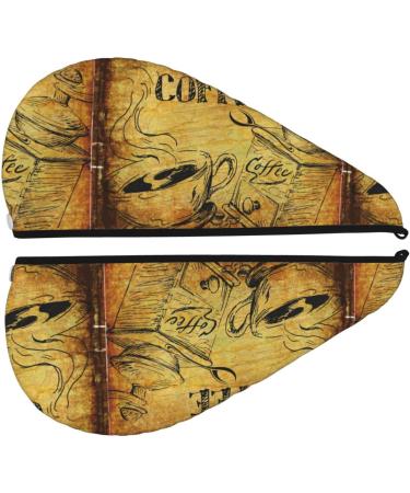 Hair Towel Wrap - Quick Drying Hair Turban with Button | Coffee Vintage Style - Buy Online on GoSupps.com