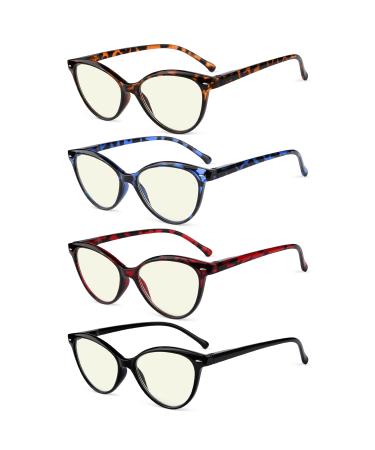 Eyekepper 4-pack Reading Glasses Blue Light Blocking Women Cateye Readers +2.0 Blue Light Blocking Reading Glasses 2.0 x