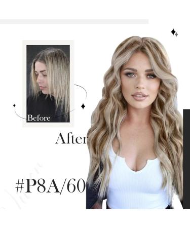 Vivien Extensions | Real Hair Clip-In Extensions | Remy Light Brown & Platinum Blonde P#8/60 | 14 Inch 120g 7 Pieces - Buy Online on GoSupps.com