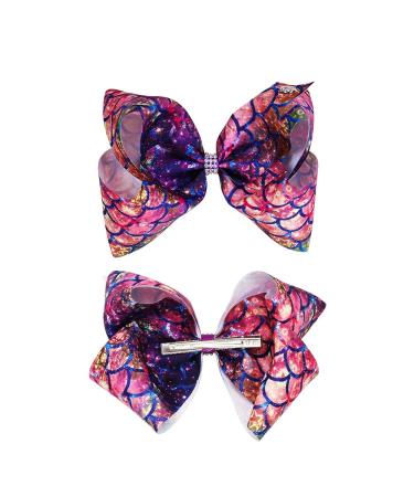 Siwa Style 8 Inch Large Mermaid Hair Bow Alligator Clips - Perfect Xmas Gift for Girls - Buy Online on GoSupps.com