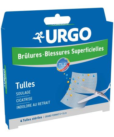 Urgo Superficial Burns and Wounds Large Sized Tulles x4 Tulle 8cm. 8cm. Box of 4 tulles