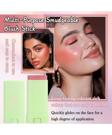 Cream Blush Stick for Cheeks Blendable Multi-use Blush Makeup Stick for Cheek Eyes Lips Waterproof Long Lasting Contour Tinted Moisturizer Creamy Makeup Stick - Buy Online on GoSupps.com