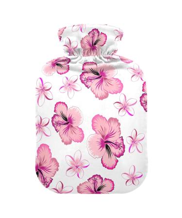 Flowers Tropical Hot Water Bottle with Cover Hot Water Bottles for Pain Relief Hot Water Bags Heating Bottles for Heat and Cold Therapy 1L