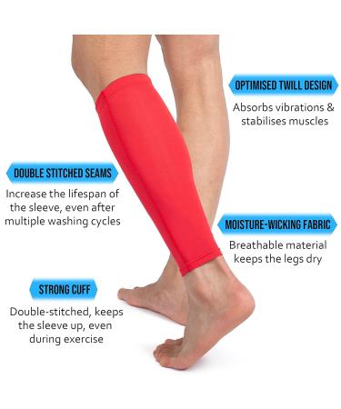 Compression Calf Sleeves for Fitness Sports | Shin Splints Relief, Muscle Cramps | Running, Jogging, Hiking | X-Large Red, 1 Pair with Mesh Laundry Bag - Buy Online on GoSupps.com