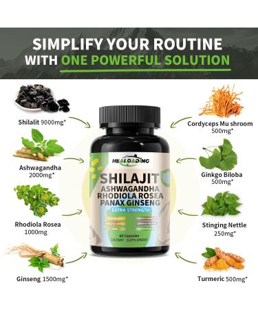 Himalayan Shilajit Capsules:Purified Himalayan Shilajit Extract - Natural Energy & Stamina Support-Vegan Non-GMO Ancient Fulvic Acid & Humic Acid Natural 60 Capsules - Buy Online on GoSupps.com