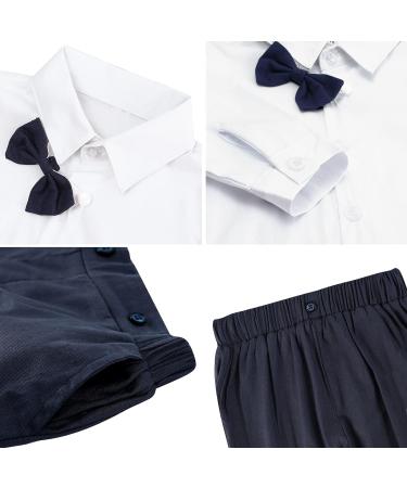 Mintgreen Baby Boy Wedding Outfit Set | Gentleman Suit Bodysuit with Suspender Trousers, Shirt, and Bow Tie | 9-12 Months | White Blue - Buy Online on GoSupps.com