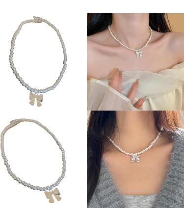 OralGos Elegant Pearl Bow Pendant Necklace for Women - Wedding & Party Jewelry - International Shipping Available - Buy Online on GoSupps.com