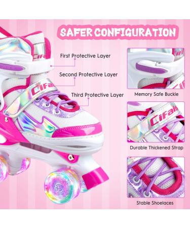 Adjustable Light up Roller Skates for Kids - Black/Pink/Purple - Sizes 10-13C - Ages 4-13 - Buy Online on GoSupps.com