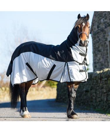 Equitack 600 Denier 2 in 1 Fly Lightweight Turnout Mesh Horse Rug |Waterproof Topline|Fixed Neck|Teflon Coated|Machine Washable Black/Silver 6ft 9 6'9'' Black/Silver - Buy Online on GoSupps.com