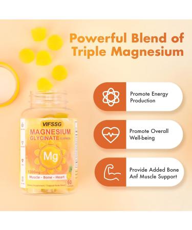 Magnesium Glycinate Gummies 500 Mg Triple Magnesium Complex Sugar-Free Gummies with Malate 400 Mg Citrate 400 Mg Magnesium Supplement Chewable for Women & Men Vegan Organic 60 Count 60 Count (Pack of 1) - Buy Online on GoSupps.com