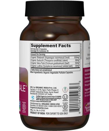 Organic India Female Hormonal Balance - 90 Veg Caps for Natural Wellness - Buy Online on GoSupps.com