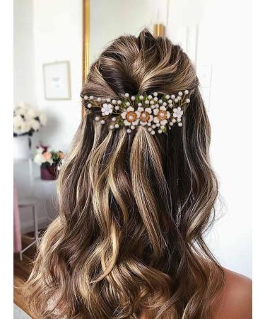 IYOU Bridal Wedding Hair Comb Green Flower Hair Piece Leaf Pearl Headpiece Prom Bride Hair Accessories for Women - Buy Online on GoSupps.com