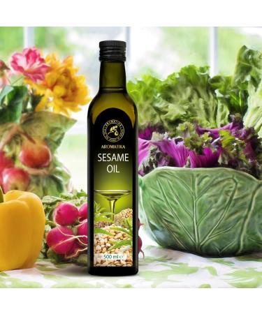 Sesame Oil 500ml - Pure Cold Pressed Oil for Cooking & Hair Care - Natural Sesamum Indicum for Food & Beauty - Buy Online on GoSupps.com