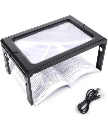 Portable 3X Handheld Illuminated Magnifier Multifunction Hands-Free Large Rectangular Full-Page Magnifier LED Lighted Illuminated Foldable 3X Desktop Portable for Books M Full of Stars