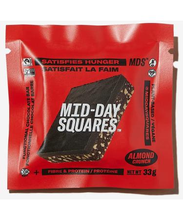 Mid-Day Squares Almond Crunch Bars 33g each 3 Packs (36 Squares) | Made with Real Chocolate 6g Plant Protein 4g Fiber Gluten Free Certified Vegan Almond CRUNCH 12 Count (Pack of 3) - Buy Online on GoSupps.com