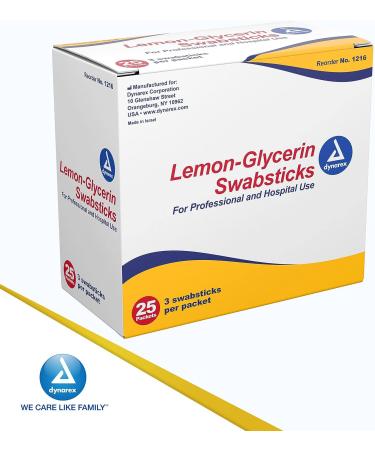 Dynarex Lemon-Glycerin Swabsticks - Soothing Dry Mouth Relief - 75 ct Box - Buy Online on GoSupps.com