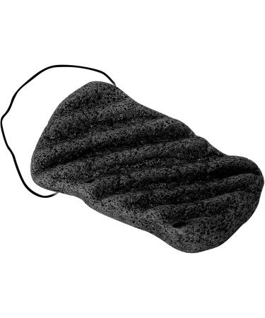 ZJchao Konjac Bathing Exfoliating Sponge | Gentle Body & Facial Cleanser | Long Waves Black Massage Tool - International Shipping - Buy Online on GoSupps.com