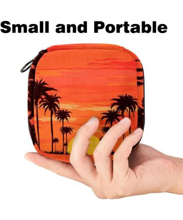 Portable Women s Napkin Storage Bag Coconut Tree Beach Sunset Design | Ideal for Menstrual Cups & First Period Essentials - Buy Online on GoSupps.com