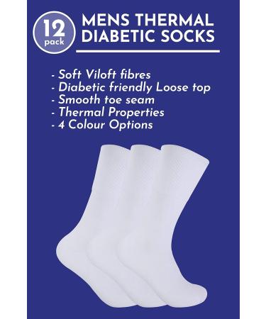 12 Pack Men's Viloft Non-Binding Thermal Diabetic Socks | Grey | Sock Snob - Buy Online on GoSupps.com