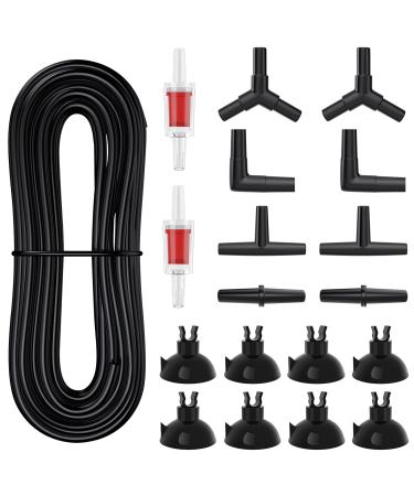 Pawfly 7.5 m black aquarium air hose Standard aquarium Air pump accessories set with suction cups and check valves 7.5 m (black)