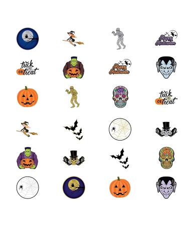 24 Halloween Temporary Tattoos- Jack O Lanterns, Witches, Monsters- Individually Wrapped Metallic Tattoos for Kids - Perfect for Party Favors, Gift Bags, Trick or Treat Prizes - Buy Online on GoSupps.com