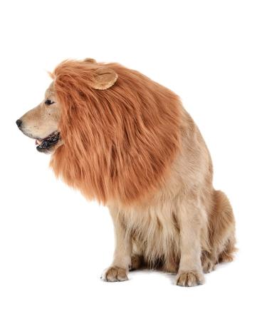 TOMSENN Dog Lion Mane - Realistic & Funny Lion Mane for Dogs - Complementary Lion Mane for Dog Costumes - Lion Wig for Medium to Large Sized Dogs Lion Mane Wig for Dogs Brown