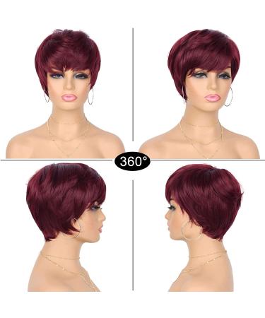 G&T Red Pixie Cut Wig with Bangs - Short Layered Heat Resistant Synthetic Wig for Women - Daily Party Use (99J) - Buy Online on GoSupps.com