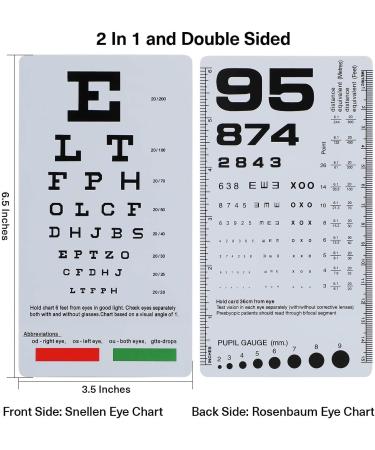 NOYOC 2 Pack Pocket Eye Chart - 6ft Snellen & Rosenbaum Plastic Eye Charts for Exams - Buy Online on GoSupps.com