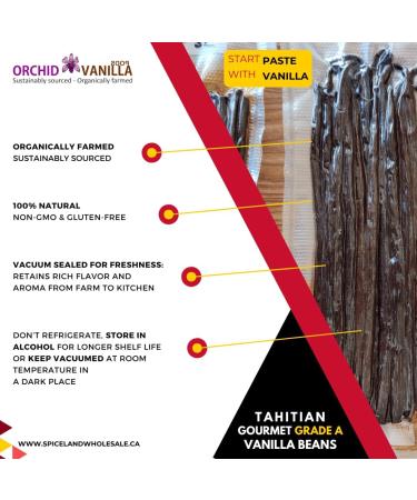 Tahitian Vanilla Beans Gourmet Grade-A For Extract And Baking By Weight (1/2 Lb (Pack of 1)) - Buy Online on GoSupps.com
