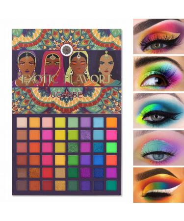 UCANBE EXOTIC FLAVORS Neon Eyeshadow Makeup Palette - 48 Colorful High Pigmented - Rainbow Matte Shimmer Glitter Eye Shadow Make Up Pallet Gift Set Colorful Eyeshadow