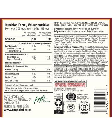 Amy s Kitchen Fire Roasted Southwestern Vegan Vegetable Soup Gluten-Free Dairy-Free Soy-Free Kosher Plant-Based 12-pack (398ml per can) - Buy Online on GoSupps.com