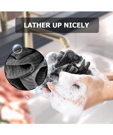 WOODFIB Shower Puff Loofah 4 Pcs - Extra Large Bath Sponge for Body Scrubbing and Exfoliating - Black 75g/PCS - Buy Online on GoSupps.com