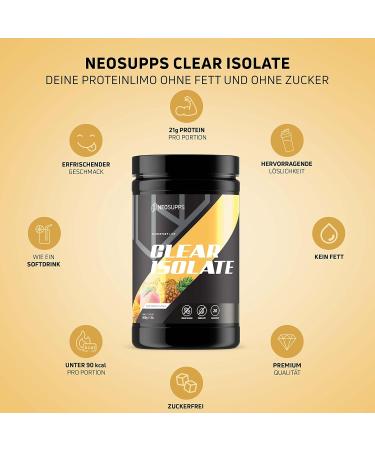 Neosupps Clear Whey Isolate - Mango-Pineapple Flavor | Light Water-Soluble Protein Powder | Perfect Alternative to Lemonade & Fruit Juices - Buy Online on GoSupps.com