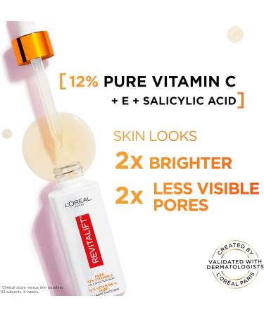 L Or al Paris Glycolic Acid Face Serum Revitalift Triple Power LZR & 12% Pure Vitamin C Face Serum + Vitamin E + Salicylic Acid - Buy Online on GoSupps.com