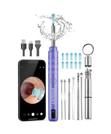 Ear Wax Removal Tool Camera Ear Cleaner with Camera Ear Wax Removal Cleaning Kit with 1296P HD Camera and 6 LED Lights Earwax Removal Kit with 10 Ear Pick for iOS and Android Lavender