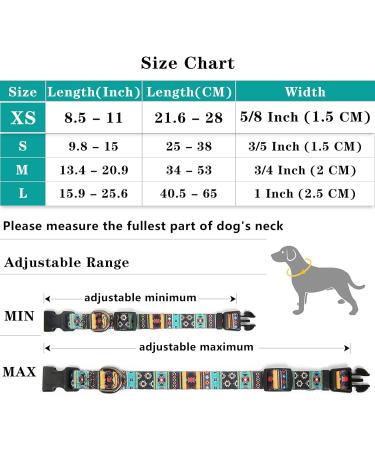 Heele Dog Collar for Small & Medium Dogs - Adjustable Bohemian Cyan Patterned Collar for Comfort & Durability | XS Size (21.6-28cm) - Buy Online on GoSupps.com