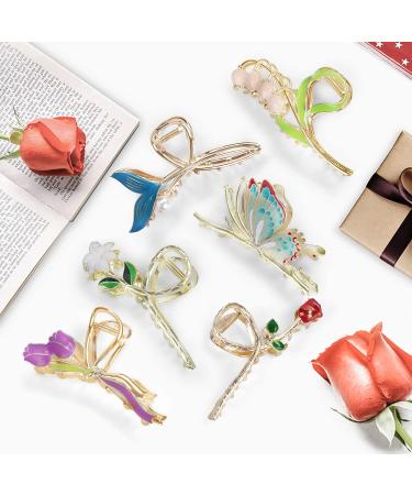 6 Pcs Flower Metal Hair Claw Clips - Cute Butterfly Design - Non-Slip Strong Hold - Fashion Hair Accessories for Women - Buy Online on GoSupps.com