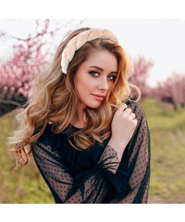 Bethininess Vintage Padded Braided Headband for Women & Girls - Wide Rockabilly Beige Hair Accessories - Buy Online on GoSupps.com