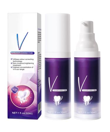 2 Pack Purple Toothpaste for Teeth whitening V34 Conceals Stains and Improves Brightness 2PACK