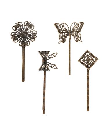 inSowni Vintage Leaf Flower Butterfly Hair Pins - 24 Pack/12 Pairs Brown Bronze Decorative Bobby Pins for Women - Buy Online on GoSupps.com